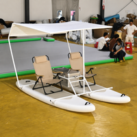 Bateau Catamaran Gonflable Personnalisé OEM avec Auvent Pare-Soleil, Catamaran en PVC Durable pour 2 Personnes pour la Croisière, la Pêche, les Vacances