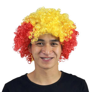 Perruques colorées à thème sportif pour les fans de la Coupe d'Europe de football, coiffure pour fête à thème sportif, accessoires moelleux pour adultes, couvre-cheveux explosif pour carnaval - Product Image 2