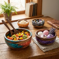 Bol de service en résine de bois de luxe, couleur personnalisée, bol à salade et à fruits en époxy, fait main, cadeau de mariage et de déménagement