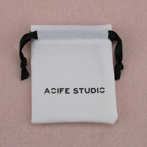 Custom <b>White</b> <b>Small</b> Drawstring Velvet <b>Bag</b> with logo Printed ,velvet Pouch for Jewelry Packaging Fashion Jewelry Collect - Product Image 6