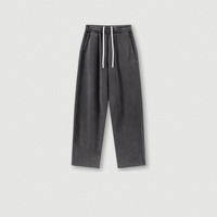 Pantalon de jogging vintage en molleton délavé doublé polaire, épais et doux, en coton et polyester, style courbé, coupe ample