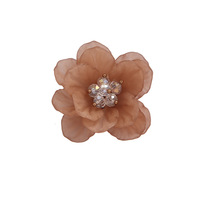 Accessoires vestimentaires 3D faits main DIY, fleur en strass acrylique rose, à utiliser pour broches, bijoux, accessoires pour cheveux, matériel