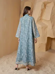 Vestido Abaya Personalizable en Color Sólido, Elegante y Transpirable, con Malla, Estilo Maxi, para Fiestas y Eventos Nocturnos, con Lentejuelas - Product Image 4