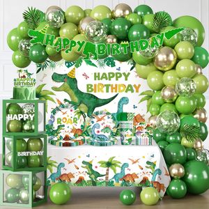 Kit d'<span class=keywords><strong>arche</strong></span> de ballons en gros sur le thème des dinosaures avec guirlande de ballons, assiettes, nappe, décoration de gâteau, toile de fond - Product Image 1