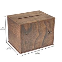 Boîte à cartes de mariage en bois brun poli avec fente supérieure, motif 3D en relief, support cadeau multifonctionnel autoportant pour réception de mariage