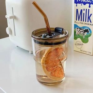 Di alta qualità marrone tazza di caffè 450ml paglia di vetro con coperchio - Product Image 3