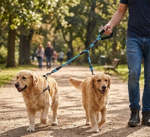 Premium <b>Dual</b> <b>Dog</b> Leash Heavy Duty Double Pet <b>Lead</b> with Shock Absorbing Design Tangle Free Splitter and Reinforced Nylon - Product Image 3