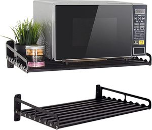 Étagère pour <span class=keywords><strong>micro</strong></span>-ondes support mural mural support de <span class=keywords><strong>four</strong></span> électrique mural étagère cuisine mur Pot casserole support poids portant - Product Image 1
