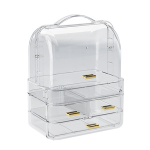 Organisateur de rangement cosmétique avec tiroirs, organisateur de maquillage en plastique translucide pour rouge à lèvres et produits de soin de la peau - Product Image 5