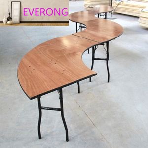 Table de banquet pliante en bois de style ferme, demi-lune en forme de S, pour mariage et événements, vente en gros, modè<span class=keywords><strong>le</strong></span> européen - Product Image 1