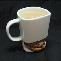 Tasses à thé en porcelaine avec pochette à biscuits, porte-gâteaux blanc, tasse à café en céramique blanche