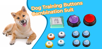 Boutons sonores de communication pour animaux de compagnie, enregistrement 30s, bleu et jaune, avec 3 piles AG13 et haut-parleur 36MM