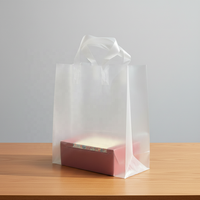Sac de shopping en HDPE/LDPE à fond carré, avec poignée souple en boucle, durable, réutilisable, avec logo imprimé personnalisé, pour l'emballage de vêtements et de chaussures
