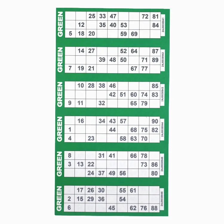 Bingo game supplier Manufacture custom 5 sheet American Games Mixed Color Disposable Bingo Paper Game Cards