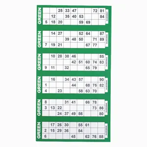 Fornecedor de jogos de bingo Fabricação de cartas de jogo de papel descartáveis de bingo de cores mistas com 5 folhas personalizadas