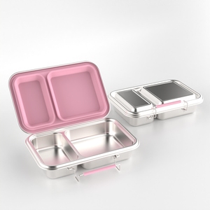 Lonchera Bento de Acero Inoxidable Ecológica y Libre de BPA con Logotipo Personalizado Premium, 2 Compartimentos, a Prueba de Fugas, para Niños, para la Escuela - Product Image 1