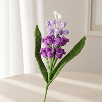 LUYI Bouquet de feuilles en laine crochetées écologiques, style féerique romantique, avec branches de fleurs de jacinthe de vigne, pour remise de diplôme et Noël