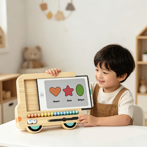 Pizarra de Dibujo y Escritura LCD 2 en 1 de Madera con Diseño de Dibujos Animados, para Aprender y Dibujar, 8.5 Pulgadas, Ajedrez Volador para Niños - Product Image 2
