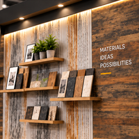 Stand d'exposition personnalisé en forme de L 10x20 pieds avec murs imitation bois et étagère d'exposition d'échantillons de pierre pour revêtements 2027
