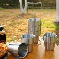 Juego de Tazas de Café de Acero Inoxidable Ecológico, Aislamiento Térmico de 6 Horas, Apto para Agua Hirviendo, Agarre Ergonómico, para Oficina y Camping