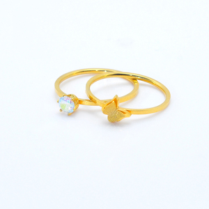 Combinazione di farfalle anello da donna diamante dorato farfalla anelli di moda gioielli femminili di forma tridimensionale 3D - Product Image 2