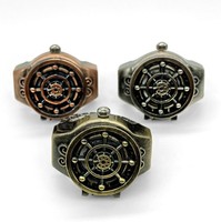 Mini montre de doigt vintage en argent antique et bronze, style gothique, cosplay, Halloween, bijoux hip-hop steampunk, vente en gros
