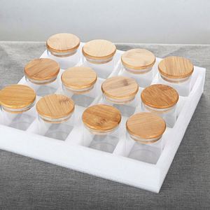 Wholesale 12 Pcs 250ml Transparent Glass Storage Spice Jars <b>Empty</b> Seasoning Jars with Bamboo Lid - Product Image 4