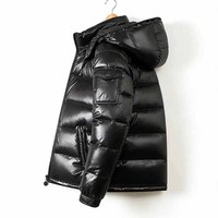 Manteau d'hiver rembourré en duvet épais de haute qualité personnalisé, veste matelassée à capuche pour l'extérieur, avec toile et fermeture éclair, pour hommes