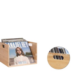 Bamboo <b>Record</b> Storage Box Rectangle Transparent Vinyl Organizer Office Media Holder <b>Standing</b> Type Solid Color - Product Image 5