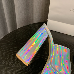 Sandales à talons compensés pour femmes, talons de 15 cm, à bout ouvert, style mules - Product Image 2