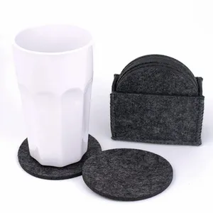Upin nero grigio rotonda non-tessuto di taglio laser da tavolo in vetro di lana feltro coaster per le bevande