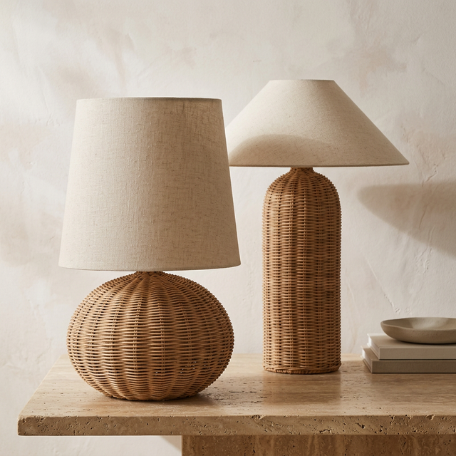 Japanese Style Rattan Custom Table Lamp Vintage Bedroom Retro Bedside Fabric Lamp Hotel Rattan Woven Atmosphere Table Lamp