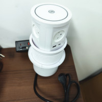 Multiprise de bureau intégrée hydraulique blanche et noire, de fabrication israélienne / Prise de chargeur sans fil escamotable automatique pour cuisine