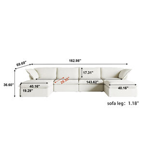 Juego de sofá seccional en forma de U ATUNUS Wabi Sabi, muebles de sala de estar a prueba de agua, sofá modular moderno para mascotas - Product Image 6