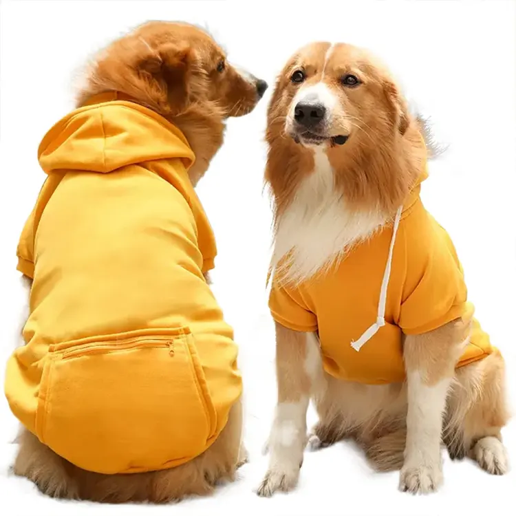 2024 gros multi-tailles animal fermeture éclair poche à capuche confortable chien sweats à capuche automne hiver manteaux vêtements pour animaux de compagnie