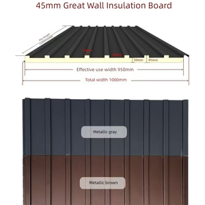 หลังคา<span class=keywords><strong>กระเบื้อง</strong></span>สองชั้นผนังฉนวนกันความร้อนที่ดีหลังคากระเบื้องเว้าและนูนหลังคาป้องกันแสงแดดอลูมิเนียมหยัก - Product Image 4