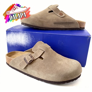 Mules et sabots d'extérieur en daim pour femme, style <span class=keywords><strong>Birkenstock</strong></span>, avec semelle intérieure en liège, solides, légères, respirantes, style mode, pantoufles d'intérieur - Product Image 3