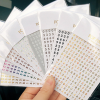 Autocollants 3D pour ongles : Chiffres, Alphabet Anglais, Cœur Français, Lettres Adhésives Or, Argent, Colorées – Décorations pour Manucure