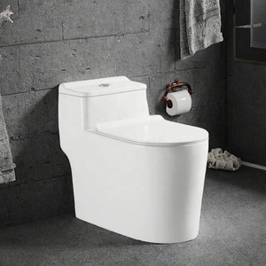 Inodoro de Cerámica Blanca de Una Pieza con Doble Descarga, Montado en el Suelo, con Sifón, para Baño de Hotel - Product Image 3
