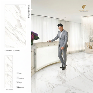 Azulejos de porcelana pulida Carita Crema 800x1600mm para suelo y pared, diseño de piedra color crema cálido, 80x160cm - Product Image 3