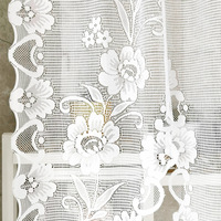 Cortina de Encaje Transparente con Diseño de Mariposas, Blanca, para Cocina, Ventana, Separador de Habitaciones
