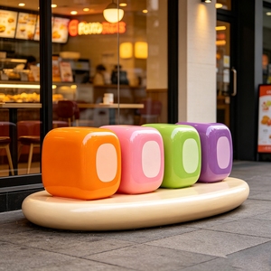 F211fiberglass Dés arrondis colorés orange, rose, vert, violet, accessoire de présentation pour pâtisserie, décor carré, installation facile, design personnalisé - Product Image 1