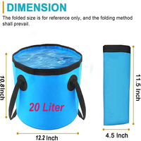 Seau pliable en PVC pour la pêche, le lavage de voiture, compact, portable, léger, pour le nettoyage, le stockage à sec