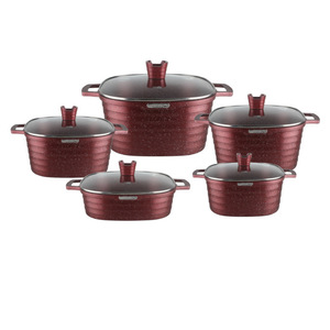 Baonana 10 Piece Square Pot Set Non Stick Aluminum Die <b>Cast</b> With Lids For Soup And Stock Pots - Product Image 4