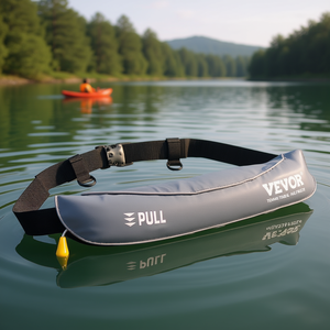 Gilet de sauvetage gonflable manuel Vevor gris clair avec ceinture, pour adulte, sécurité aquatique, PFD, tissu Oxford, modèle D0100X3GKZ6 - Product Image 2