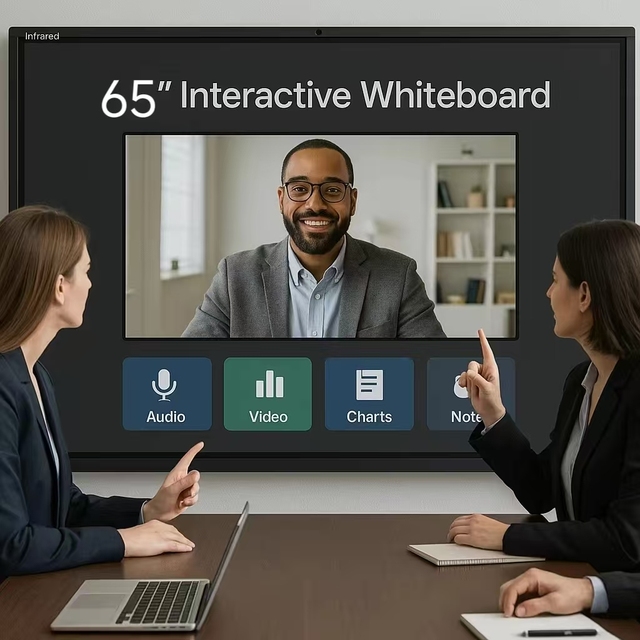 65-Inch 4K Android Interactive Whiteboard Dual OS 20/10-Point Touch Screen Smart All-in-One PC 16GB RAM for Education Meetings