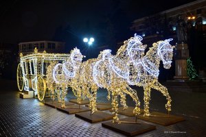 Horse Carriage Silhouette <b>Light</b> - Battery <b>Timer</b> Cluster <b>Light</b> with Rope & Neon Effects - Product Image 2