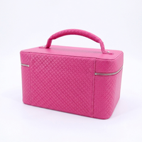 Étui de rangement de maquillage de voyage élégant personnalisé avec poignée, sac de rangement cosmétique en cuir PU de qualité supérieure, étui de toilette en cuir de luxe pour femmes