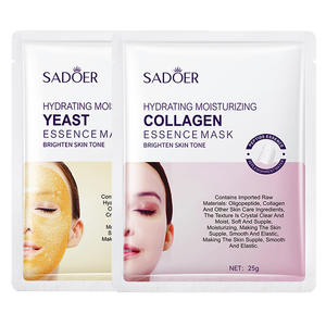Masque de feuille de visage de collagène de levure organique d'OEM SADOER blanchissant des masques faciaux de soin de beauté - Product Image 1