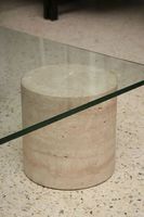 Table basse en marbre de luxe nordique, plateau carré en verre, pieds personnalisés, Table basse en travertin
